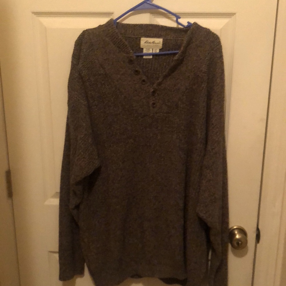 Eddie Bauer 100 cotton brown knit sweater size XL in excellent condition